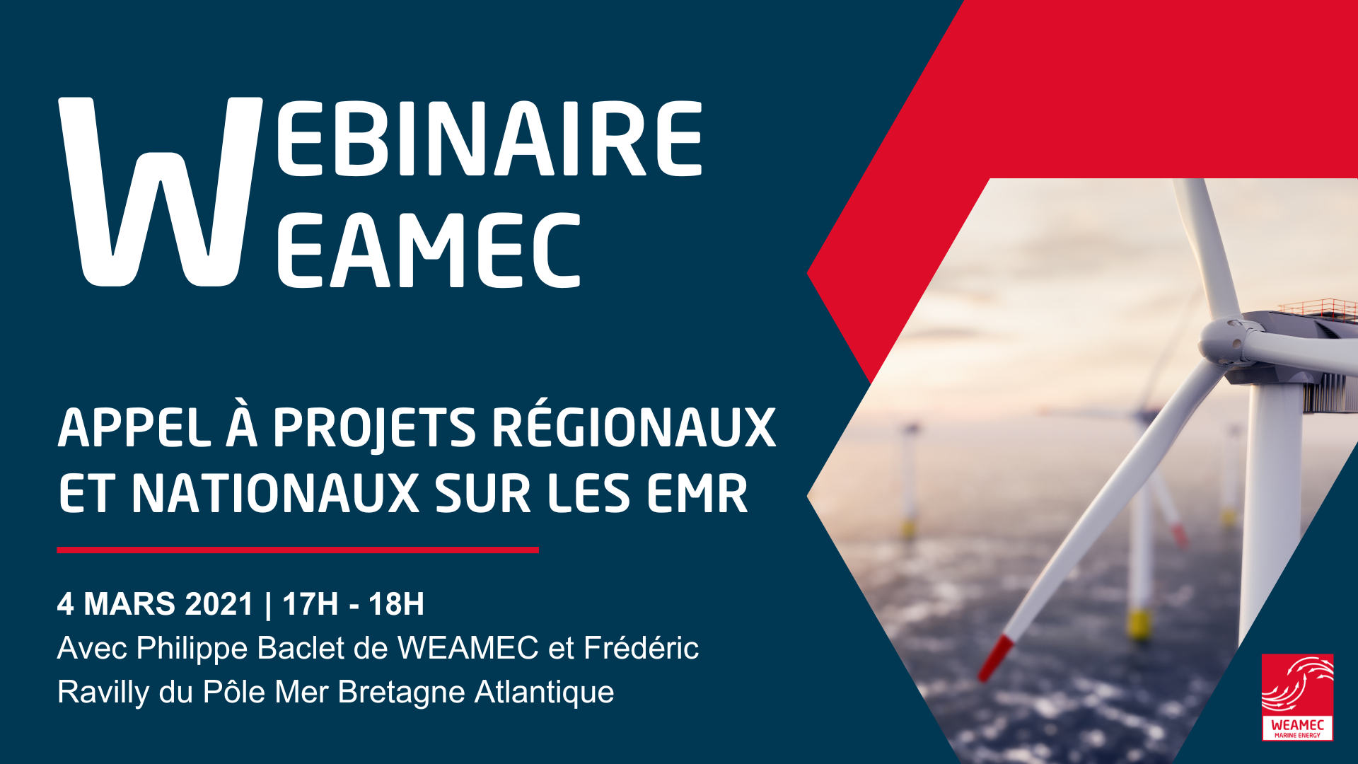 Webinaire Weamec : Appel à projets régionaux et nationaux sur les énergies marines renouvelables